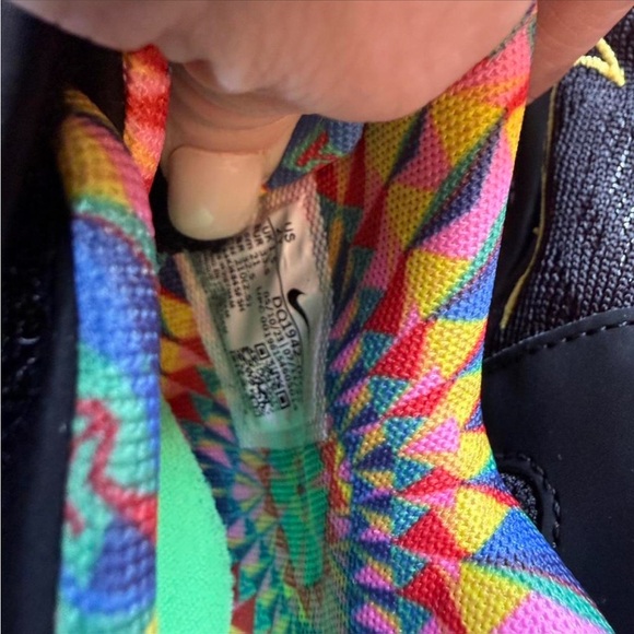 Nike Kids Black Sneakers with Mint Swoosh and Yellow Sole - Picture 4 of 7